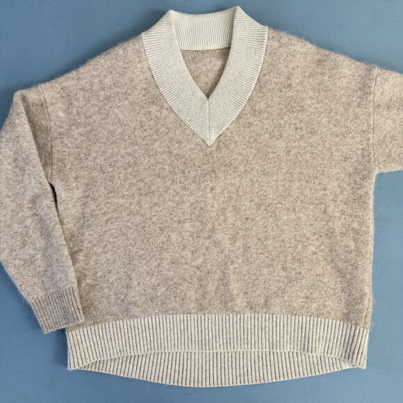 Lululemon Alpaca Wool Blend V-Neck Heathered White Opal Sweater - Picture 3 of 6